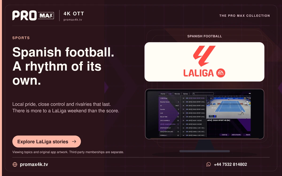 LaLiga logo above the supplied Pro Max sports category screen.