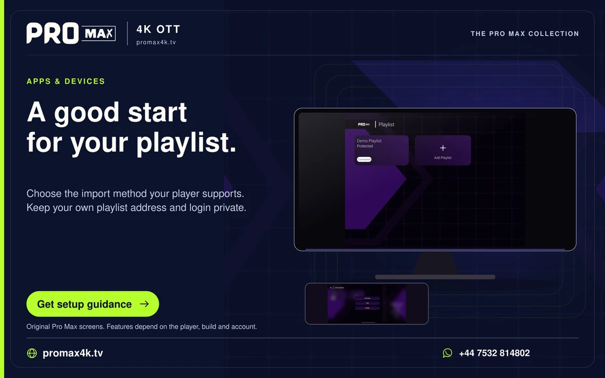 Pro Max playlist setup screen in a branded player preparation card.